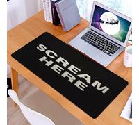 KDWJS Gaming Mouse Pad Mouse Mat - 35.5 x 16 in - XXL mousepad - Table mat large size - improved precision and speed - Art, 'Screaming Here's Bold White Letters on Black Background, arousing curiosit