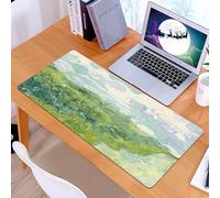 KDWJS Gaming Mouse Pad Mouse Mat - 35.5 x 16 in - XXL mousepad - Table mat large size - improved precision and speed - Impressionist landscape, emerald green fields and whimsical clouds, iconic Impre