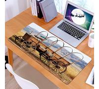 KDWJS Gaming Mouse Pad Mouse Mat - 35.5 x 16 in - XXL mousepad - Table mat large size - improved precision and speed - Western, photo of the old nostalgic cart of the American American West West
