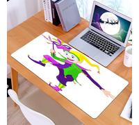 KDWJS Gaming Mouse Pad Mouse Mat - 35.5 x 16 in - XXL mousepad - Table mat large size - improved precision and speed - Mardi Gras,Cartoon Style Jester in Iconic Costume with Mask Happy Dancing Party