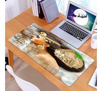 KDWJS Gaming Mouse Pad Mouse Mat - 35.5 x 16 in - XXL mousepad - Table mat large size - improved precision and speed - Egyptian woman, Queen Cleopatra's profile Historical art scene with an antique p