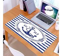KDWJS Gaming Mouse Pad Mouse Mat - 35.5 x 16 in - XXL mousepad - Table mat large size - improved precision and speed - Classic nautical badge, anchor symbol surrounded by ropes and numbers on blue an