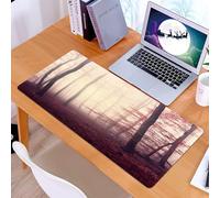 KDWJS Gaming Mouse Pad Mouse Mat - 35.5 x 16 in - XXL mousepad - Table mat large size - improved precision and speed - Misty Autumn Forest Red Leaves and Tall Trees Shrouded in an Enigmatic Haze