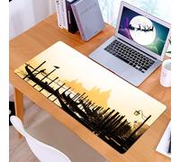 KDWJS Gaming Mouse Pad Mouse Mat - 35.5 x 16 in - XXL mousepad - Table mat large size - improved precision and speed - Venetian wooden boat gondola and Roman Catholic church Santa Maria Basilica in a