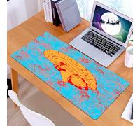 KDWJS Gaming Mouse Pad Mouse Mat - 35.5 x 16 in - XXL mousepad - Table mat large size - improved precision and speed - Brain symphony and its neural network, red and blue background