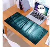 KDWJS Gaming Mouse Pad Mouse Mat - 35.5 x 16 in - XXL mousepad - Table mat large size - improved precision and speed - Mystic, Magic Foggy Dark Forest Foliage Landscape Countries