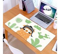 KDWJS Gaming Mouse Pad Mouse Mat - 35.5 x 16 in - XXL mousepad - Table mat large size - improved precision and speed - Llama,Llama in a Traditional Ethnic Bolivian Hat Smiling Comic on Polka Dots Ill