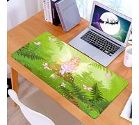 KDWJS Gaming Mouse Pad Mouse Mat - 35.5 x 16 in - XXL mousepad - Table mat large size - improved precision and speed - fairy with wings and a flower crown sits on a mushroom surrounded by butterflies