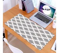 KDWJS Gaming Mouse Pad Mouse Mat - 35.5 x 16 in - XXL mousepad - Table mat large size - improved precision and speed - Grey and White,Damask Geometric Middle Eastern Effects Arabesque Artful Design
