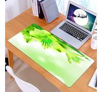 KDWJS Gaming Mouse Pad Mouse Mat - 35.5 x 16 in - XXL mousepad - Table mat large size - improved precision and speed - Green,Fresh Lily Flower Bloom with Leaves Abstract Bokeh Backdrop Garden Plant,L