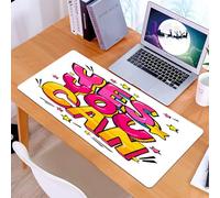 KDWJS Gaming Mouse Pad Mouse Mat - 35.5 x 16 in - XXL mousepad - Table mat large size - improved precision and speed - Art, 'yes, you can' bold colors and stars to decorate the background, on a white