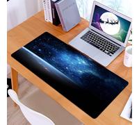 KDWJS Gaming Mouse Pad Mouse Mat - 35.5 x 16 in - XXL mousepad - Table mat large size - improved precision and speed - Earth beneath a Glittering Blue Galaxy in the Vastness of Space
