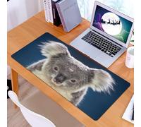 KDWJS Gaming Mouse Pad Mouse Mat - 35.5 x 16 in - XXL mousepad - Table mat large size - improved precision and speed - Animals, koala with unique characteristics, sit on a quiet blue