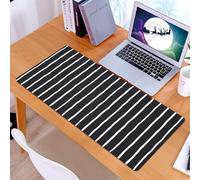 KDWJS Gaming Mouse Pad Mouse Mat - 35.5 x 16 in - XXL mousepad - Table mat large size - improved precision and speed - Thin hand-painted stripes are uneven. White stripes on black background. Stripes