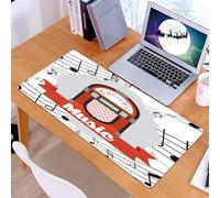 KDWJS Gaming Mouse Pad Mouse Mat - 35.5 x 16 in - XXL mousepad - Table mat large size - improved precision and speed - stylized red and black jukebox surrounded by musical notes with a music banner