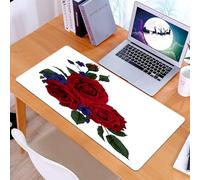 KDWJS Gaming Mouse Pad Mouse Mat - 35.5 x 16 in - XXL mousepad - Table mat large size - improved precision and speed - Red rose with wild flower. of the wedding birthday Valentine's Day Mother's Day.