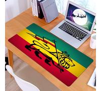 KDWJS Gaming Mouse Pad Mouse Mat - 35.5 x 16 in - XXL mousepad - Table mat large size - improved precision and speed - Rasta, Judah Lion With A Rastafarian Flag King Jungle Reggae Theme Art Print