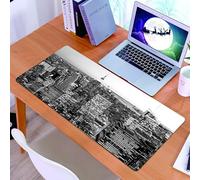 KDWJS Gaming Mouse Pad Mouse Mat - 35.5 x 16 in - XXL mousepad - Table mat large size - improved precision and speed - New York, Manhattan Panorama Tall city buildings famous USA monument black and w