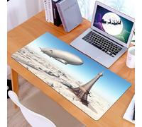 KDWJS Gaming Mouse Pad Mouse Mat - 35.5 x 16 in - XXL mousepad - Table mat large size - improved precision and speed - Paris Decor,Zeppelin and Eiffel Tower over Clouds Sky Dreamy