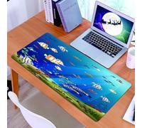 KDWJS Gaming Mouse Pad Mouse Mat - 35.5 x 16 in - XXL mousepad - Table mat large size - improved precision and speed - Charming underwater world with sunny sea view with various aquatic creatures, gl