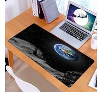 KDWJS Gaming Mouse Pad Mouse Mat - 35.5 x 16 in - XXL mousepad - Table mat large size - improved precision and speed - breathtaking view of the Earth rising above the moon's rocky terrain, nestled in