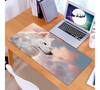 KDWJS Gaming Mouse Pad Mouse Mat - 35.5 x 16 in - XXL mousepad - Table mat large size - improved precision and speed - Animal, portrait of a long haired dog with soothing eyes and a dreamy colorful s