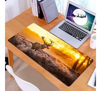 KDWJS Gaming Mouse Pad Mouse Mat - 35.5 x 16 in - XXL mousepad - Table mat large size - improved precision and speed - Majestic deer in a cold field, bathing in the warm light of the sunset