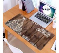 KDWJS Gaming Mouse Pad Mouse Mat - 35.5 x 16 in - XXL mousepad - Table mat large size - improved precision and speed - Christmas background with snowflakes and Christmas decoration elements on brown