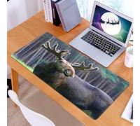 KDWJS Gaming Mouse Pad Mouse Mat - 35.5 x 16 in - XXL mousepad - Table mat large size - improved precision and speed - animal，A deer with amazing antlers, surrounded by tall trees in the wilderness