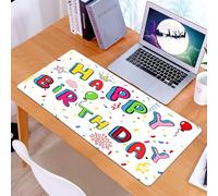 KDWJS Gaming Mouse Pad Mouse Mat - 35.5 x 16 in - XXL mousepad - Table mat large size - improved precision and speed - Happy birthday poster. Rainbow color letters