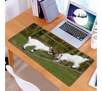 KDWJS Gaming Mouse Pad Mouse Mat - 35.5 x 16 in - XXL mousepad - Table mat large size - improved precision and speed - Animal, cute goat kids standing on wooden scaffolding and play