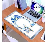 KDWJS Gaming Mouse Pad Mouse Mat - 35.5 x 16 in - XXL mousepad - Table mat large size - improved precision and speed - Letter G, Flower Letter G Natural Elements in Blue Tone European Culture Alphabe