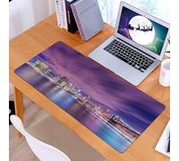 KDWJS Gaming Mouse Pad Mouse Mat - 35.5 x 16 in - XXL mousepad - Table mat large size - improved precision and speed - New York modern skyline at night with skyscrapers Manhattan USA Ameri