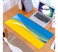 KDWJS Gaming Mouse Pad Mouse Mat - 35.5 x 16 in - XXL mousepad - Table mat large size - improved precision and speed - Ukrainian Flag Yellow and Blue, inspired by Color, with Vibrant Lines and Curved