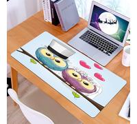 KDWJS Gaming Mouse Pad Mouse Mat - 35.5 x 16 in - XXL mousepad - Table mat large size - improved precision and speed - Wedding Decorations,Two Cartoon Style Cute Funny Owls Husband Wife Bride and Gro