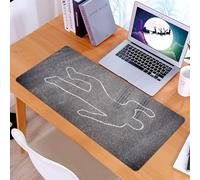 KDWJS Gaming Mouse Pad Mouse Mat - 35.5 x 16 in - XXL mousepad - Table mat large size - improved precision and speed - Chalk drawing on the sidewalk, a simple white outline that hints at a dramatic s