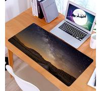 KDWJS Gaming Mouse Pad Mouse Mat - 35.5 x 16 in - XXL mousepad - Table mat large size - improved precision and speed - Night, Milky Way over the desert of Bardenas Spain Ethereal view Hills Arid L