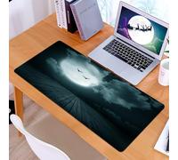 KDWJS Gaming Mouse Pad Mouse Mat - 35.5 x 16 in - XXL mousepad - Table mat large size - improved precision and speed - Gothic, Danger Night with a cloudy full moon and bat birds in the darks