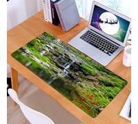 KDWJS Gaming Mouse Pad Mouse Mat - 35.5 x 16 in - XXL mousepad - Table mat large size - improved precision and speed - Japanese collection, waterfall and pond under the bridge Riflessi di fior