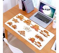 KDWJS Gaming Mouse Pad Mouse Mat - 35.5 x 16 in - XXL mousepad - Table mat large size - improved precision and speed - Gingerbread Man, Cute Bright Christmas Gingerbread Cookies
