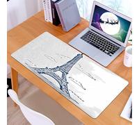 KDWJS Gaming Mouse Pad Mouse Mat - 35.5 x 16 in - XXL mousepad - Table mat large size - improved precision and speed - Eiffel Tower drawn by pen and tracing picture tracing drawing by hand Paris Fran