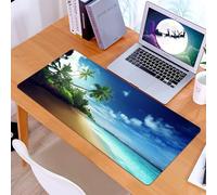 KDWJS Gaming Mouse Pad Mouse Mat - 35.5 x 16 in - XXL mousepad - Table mat large size - improved precision and speed - beach in sunset time on Mahe island in Seychelles