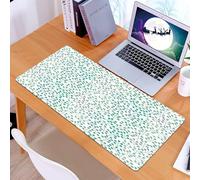 KDWJS Gaming Mouse Pad Mouse Mat - 35.5 x 16 in - XXL mousepad - Table mat large size - improved precision and speed - plant,blue - green tone branches and leaves pattern on tragic background,fabrics