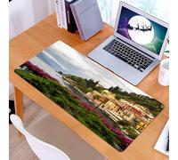 KDWJS Gaming Mouse Pad Mouse Mat - 35.5 x 16 in - XXL mousepad - Table mat large size - improved precision and speed - Colorful buildings on the shore of a quiet lake, away from the mountains, with b