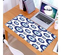 KDWJS Gaming Mouse Pad Mouse Mat - 35.5 x 16 in - XXL mousepad - Table mat large size - improved precision and speed - Lucky Blue glass pattern. greek eyes seamless background