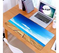 KDWJS Gaming Mouse Pad Mouse Mat - 35.5 x 16 in - XXL mousepad - Table mat large size - improved precision and speed - Landscape, view of the sea from the pier under a cloudy, vivid summer sky