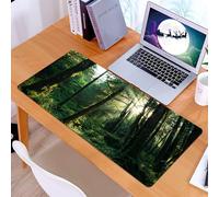 KDWJS Gaming Mouse Pad Mouse Mat - 35.5 x 16 in - XXL mousepad - Table mat large size - improved precision and speed - Nature, sunset in the forest, sun shining through forest trees, wilderness,