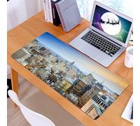 KDWJS Gaming Mouse Pad Mouse Mat - 35.5 x 16 in - XXL mousepad - Table mat large size - improved precision and speed - Aerial view of the New York skyline on a sunny afternoon