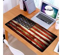 KDWJS Gaming Mouse Pad Mouse Mat - 35.5 x 16 in - XXL mousepad - Table mat large size - improved precision and speed - American Flag,US Symbolism Over Old Rusty Tones Weathered Vintage Social Plank A