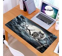 KDWJS Gaming Mouse Pad Mouse Mat - 35.5 x 16 in - XXL mousepad - Table mat large size - improved precision and speed - Owl Perching On A Tree Against The Moon